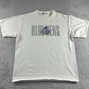 VINTAGE Delaware Blue Hens Shirt Mens XL Jansport White Blue Sports College
